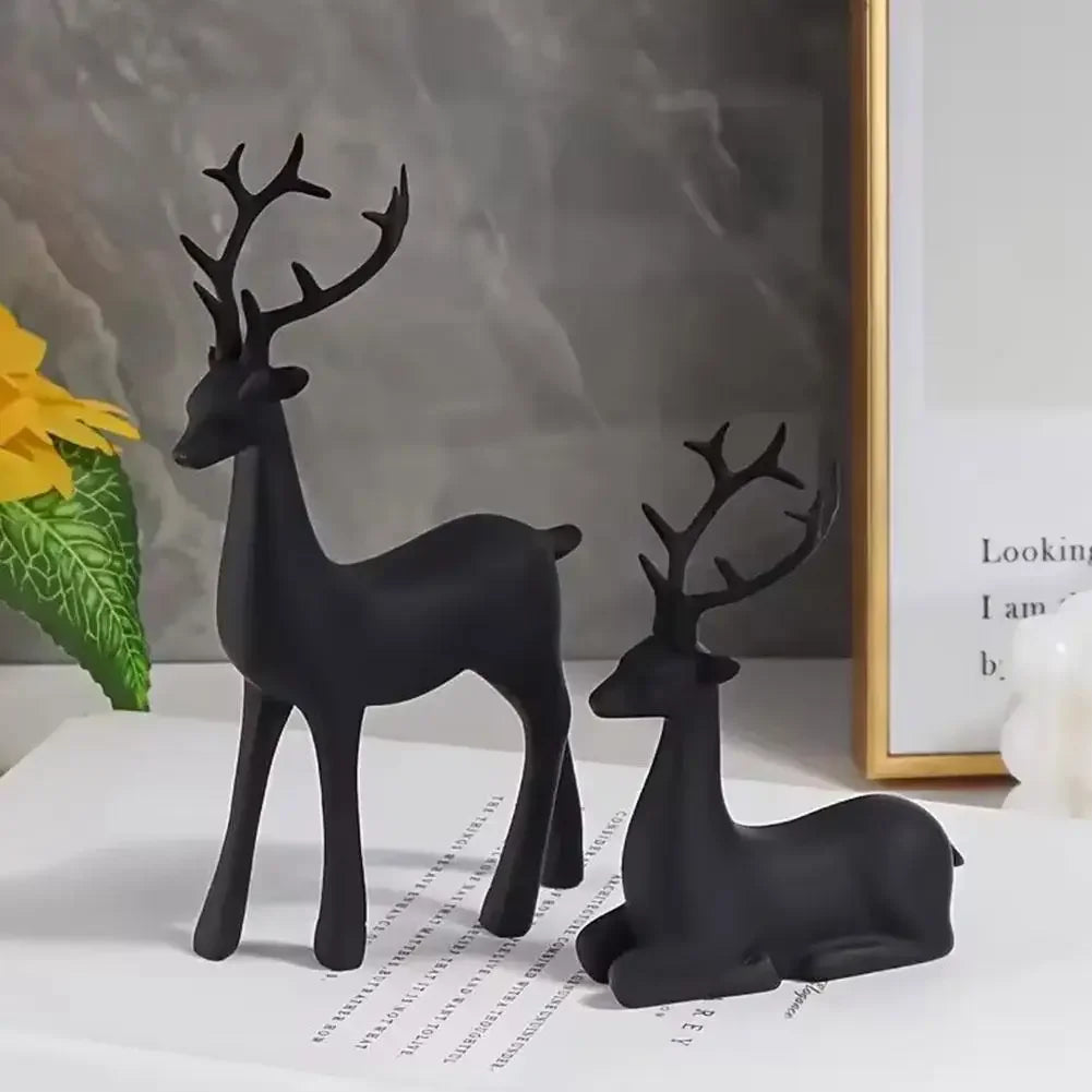 Christmas Reindeer Decor Modern Style Deer Statues Elk Sculpture Figurines Ornament Living Room Bedroom Office Home Decor Peaceful Pleasures Health and Wellness
