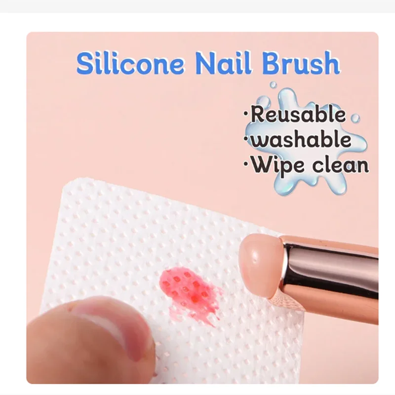 Nail Art Silicone Brush Reusable Mirror Powder Pigment Applying Manicure Tool Gradient Effect Nail Arts Silicone Applicator Peaceful Pleasures Health and Wellness