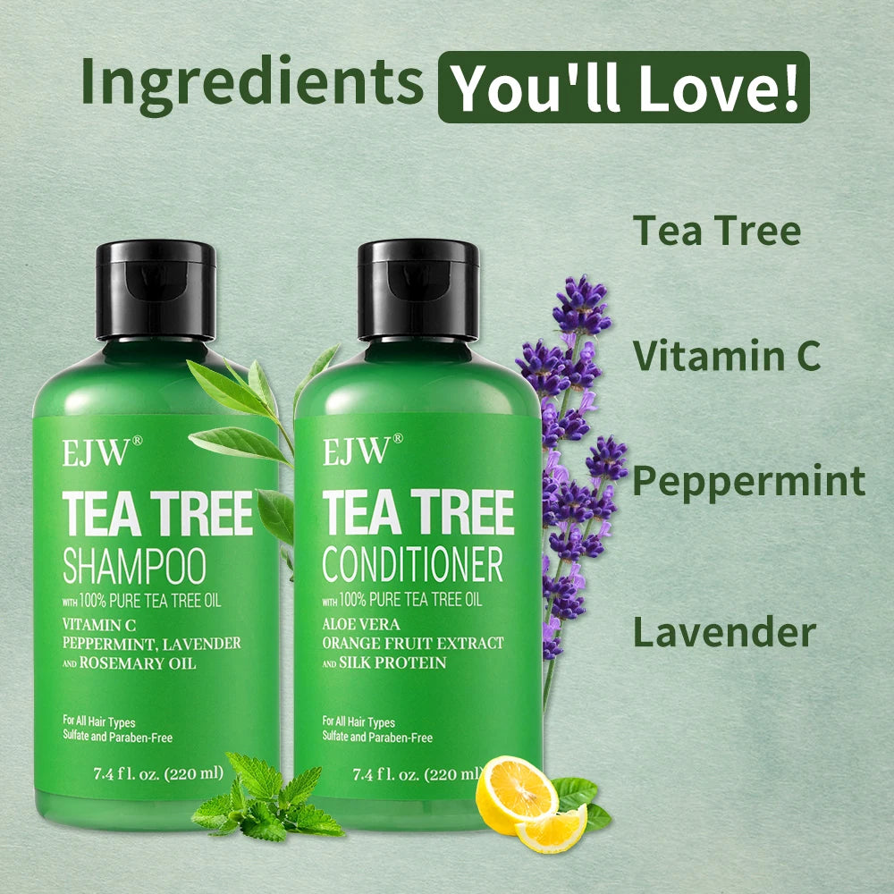 Tea Tree Oil Shampoo and Conditioner Set| Refreshes Scalp, Soothes,Cleanses Buildup, Clarifying for Oily Hair|Pure Tea Tree Peaceful Pleasures Health and Wellness