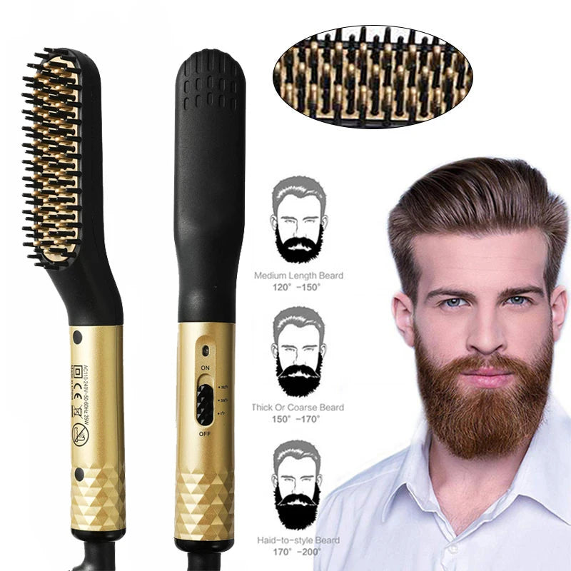 Electric Hot Comb Straightener Multifunctional Quick Heated Men Beard Care Brush Beard Anti-Scald Straightener Comb Hair Tools Peaceful Pleasures Health and Wellness