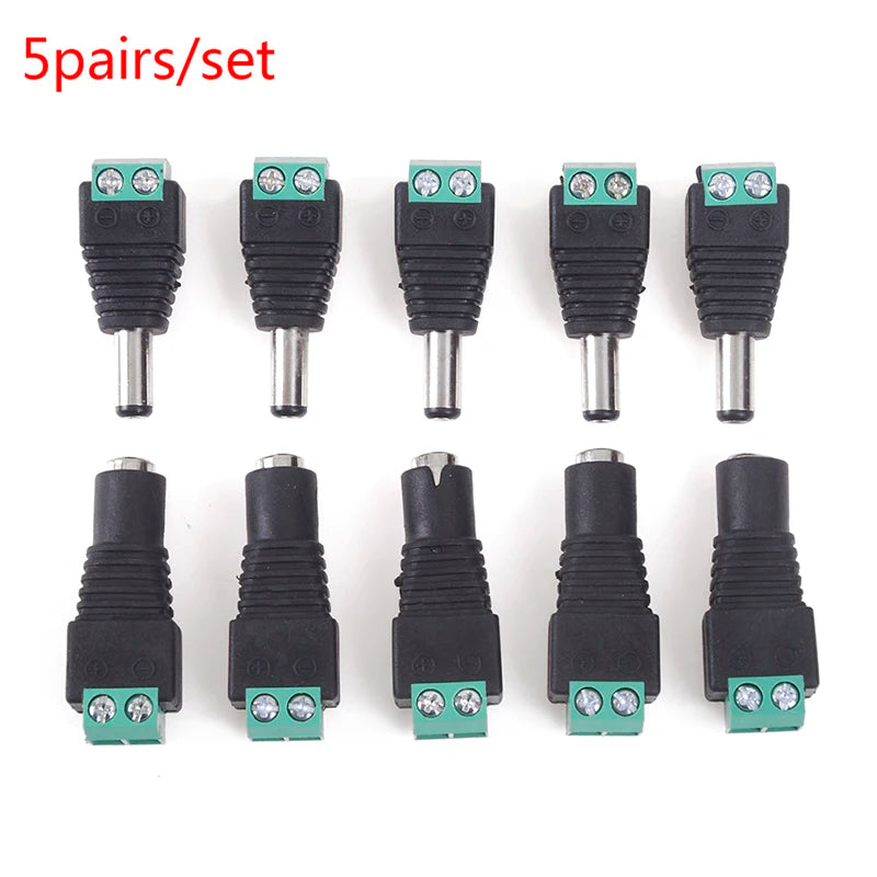 10pcs/5Pairs 2.1x5.5mm DC Power Plug Jack Adapter Connector Male and Female Peaceful Pleasures Health and Wellness 10pcs