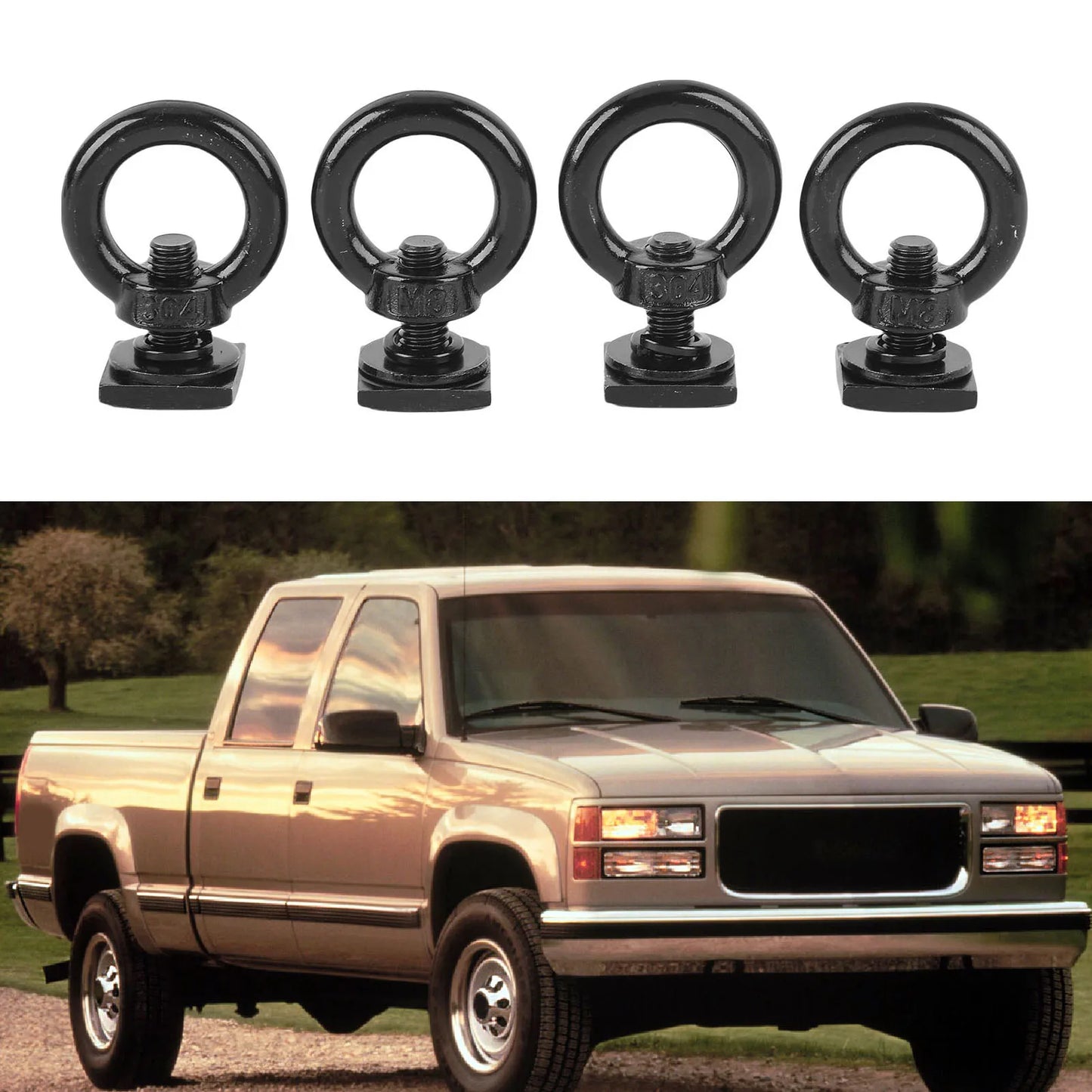 M8 Stainless Steel T-Bolt Eye Nut Kit | 4-Pack T Track Tie Down