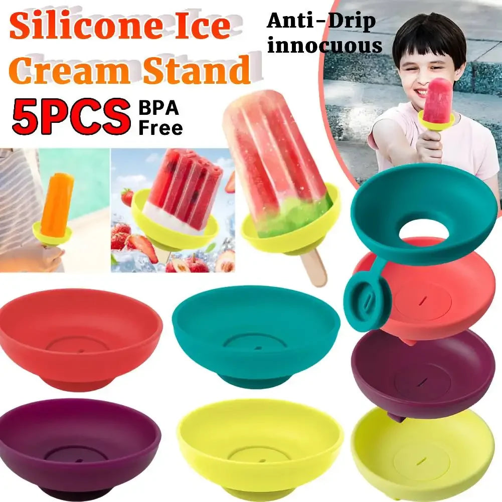 Silicone Popsicle Drip Catcher – 5-Pack Reusable Ice Cream Holder Peaceful Pleasures Health and Wellness