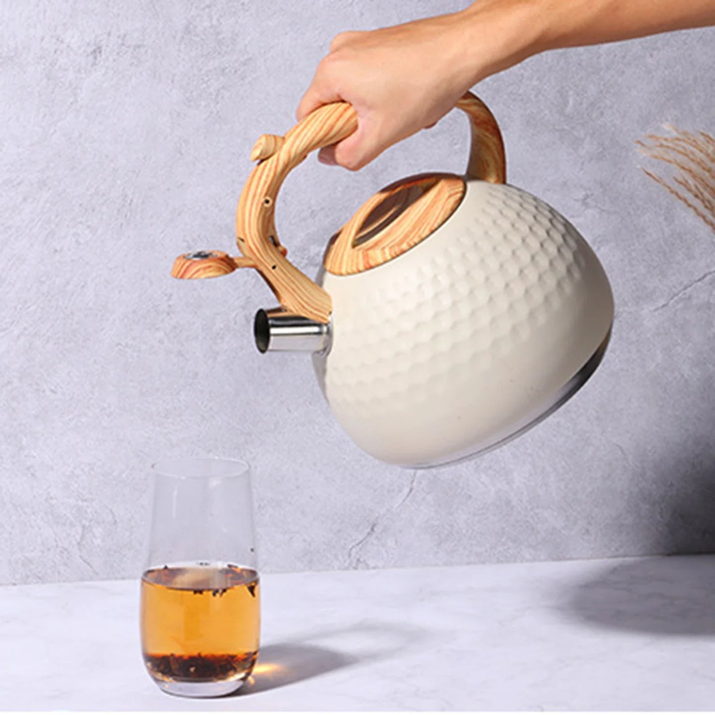 3L Stainless Steel Whistling Kettle – Anti-Scald Wooden Handle