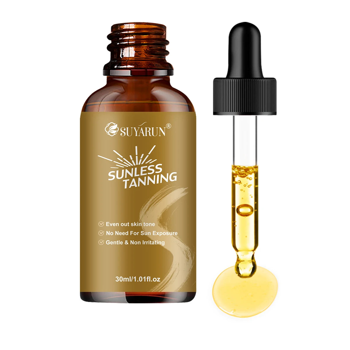 SUYARUN Self-Tanning Serum for Face & Body, Streak-Free & Natural Bronze Glow, Quick-Dry, Sun-Kissed Look Without Sun! Peaceful Pleasures Health and Wellness 30ml