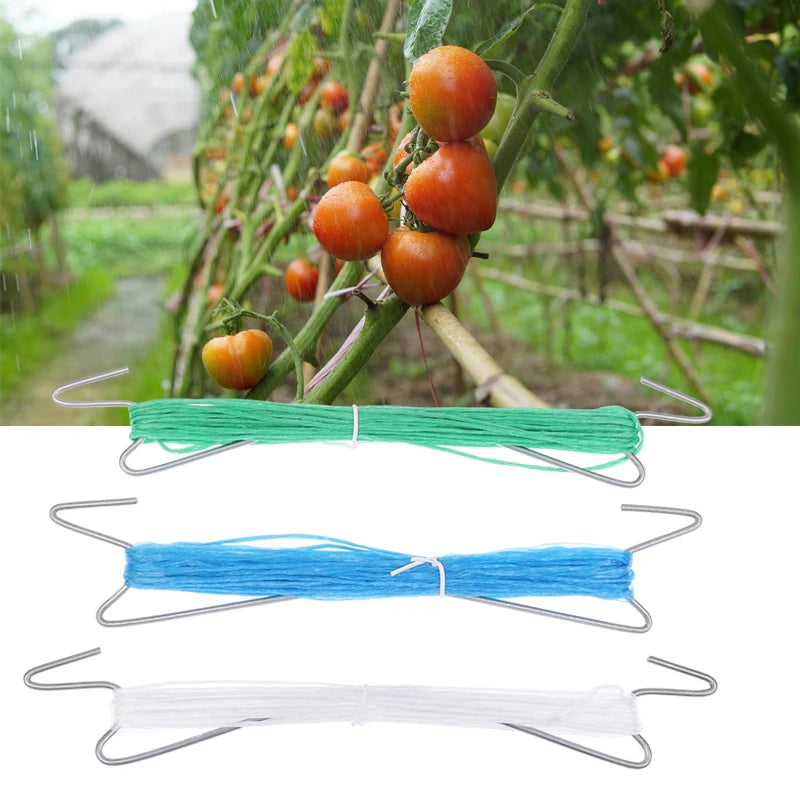 10Pcs Plants Hooks Clips With 10M Rope + 20 Clips J Hooks Clips Set Tomatoes Growing Hooks Clips For Tomato Grape Pepper Peaceful Pleasures Health and Wellness