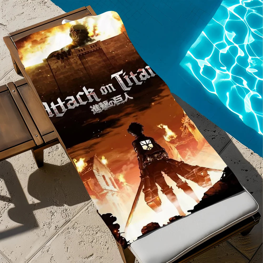Attack on Titan Anime Beach Towel – Quick Dry & Soft Anime Beach Towel Peaceful Pleasures Health and Wellness z6 STJ40x70CM