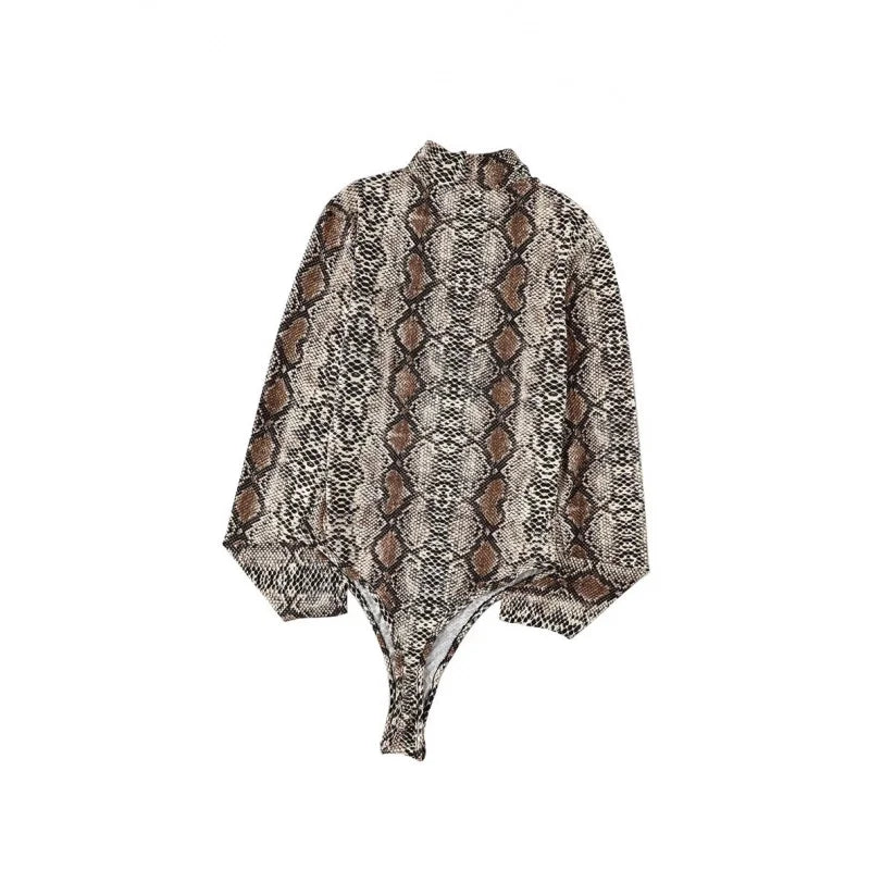 Women's Leopard Print Long-Sleeve Babydoll Lingerie Set