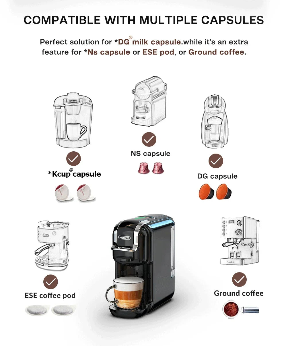 HiBREW Multiple Capsule Coffee Machine 5 in 1 | 20 Bar Coffee Machines Peaceful Pleasures Health and Wellness