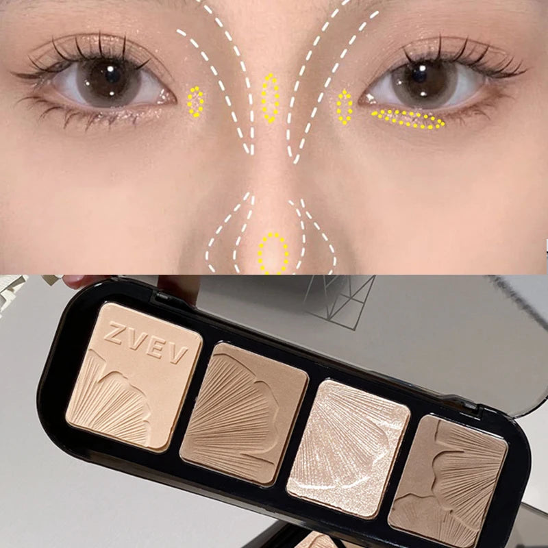 4-in-1 Contour & Highlight Palette | Matte Shimmer Face Sculpting