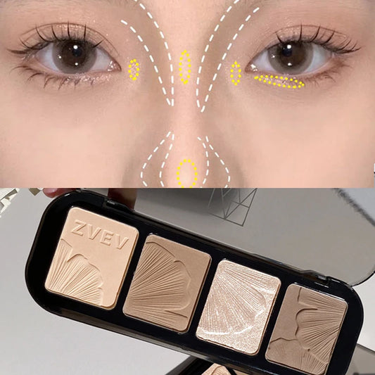 4-in-1 Contour & Highlight Palette | Matte Shimmer Face Sculpting Contour Highlight Palette Peaceful Pleasures Health and Wellness