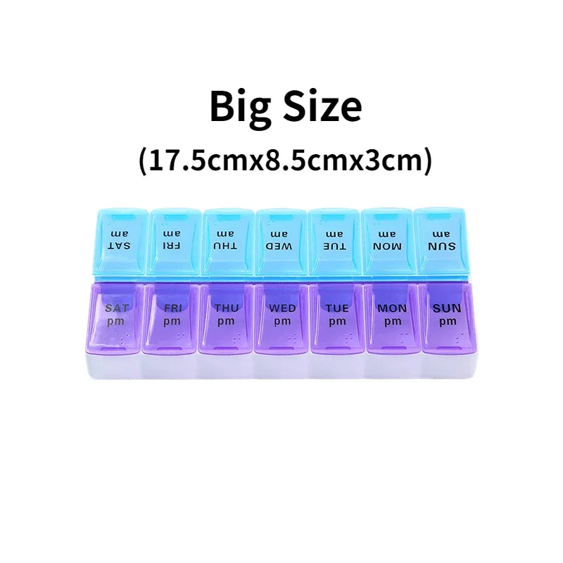New Weekly Portable Travel Pill Cases Box 7 Days Organizer 14 Grids Pills Container Storage Tablets Vitamins Medicine Fish Oils Peaceful Pleasures Health and Wellness NO.8