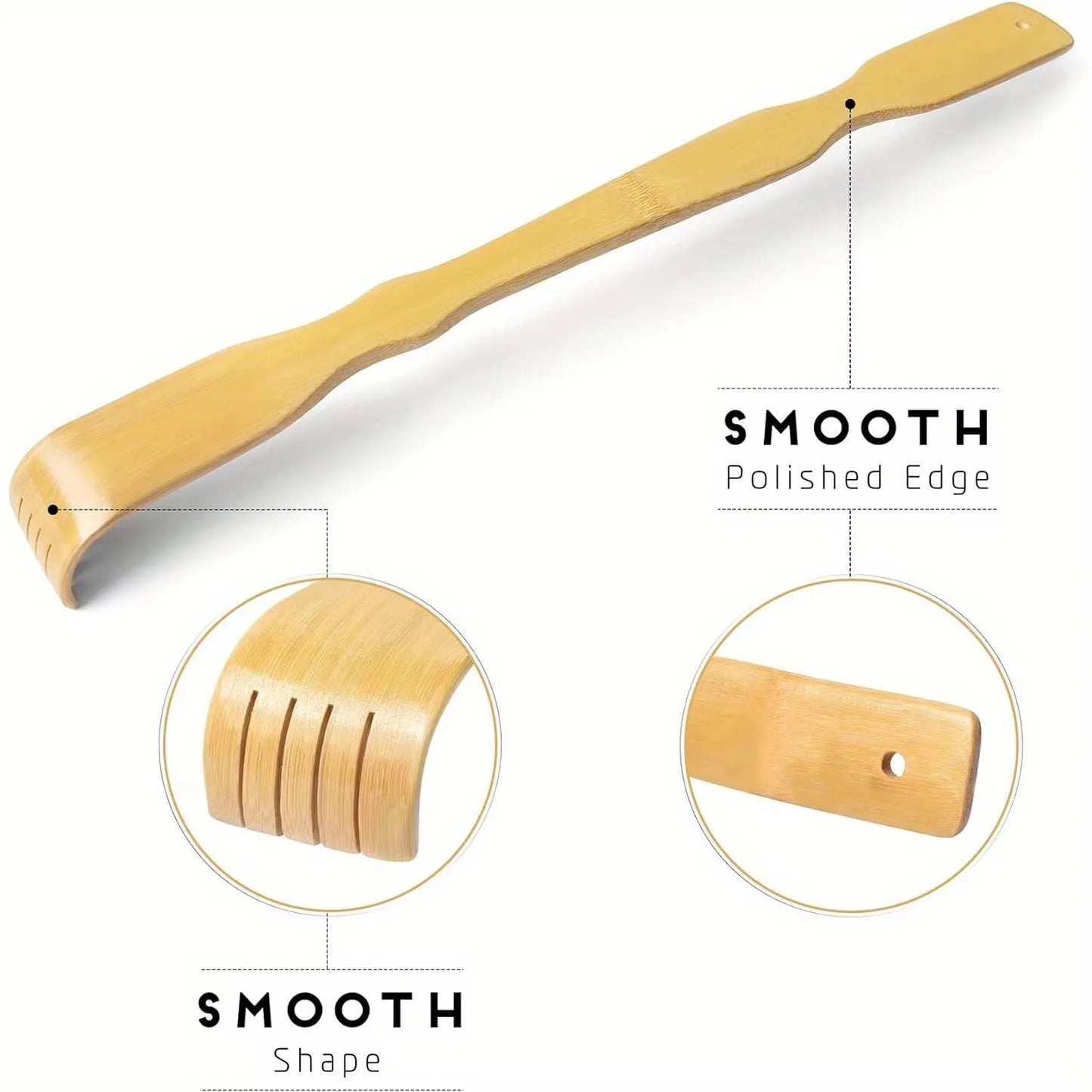 Bamboo Back Scratcher Aid Stick Scratching Massage Roller Long Wooden Body Large Stick for Men and Women Back Scratcher Massager Peaceful Pleasures Health and Wellness Orange
