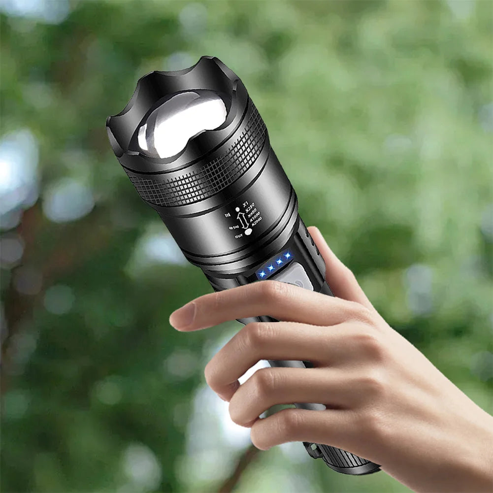 XHP50 LED Flashlight with Power Bank – Zoomable, 300LM, Type-C Peaceful Pleasures Health and Wellness