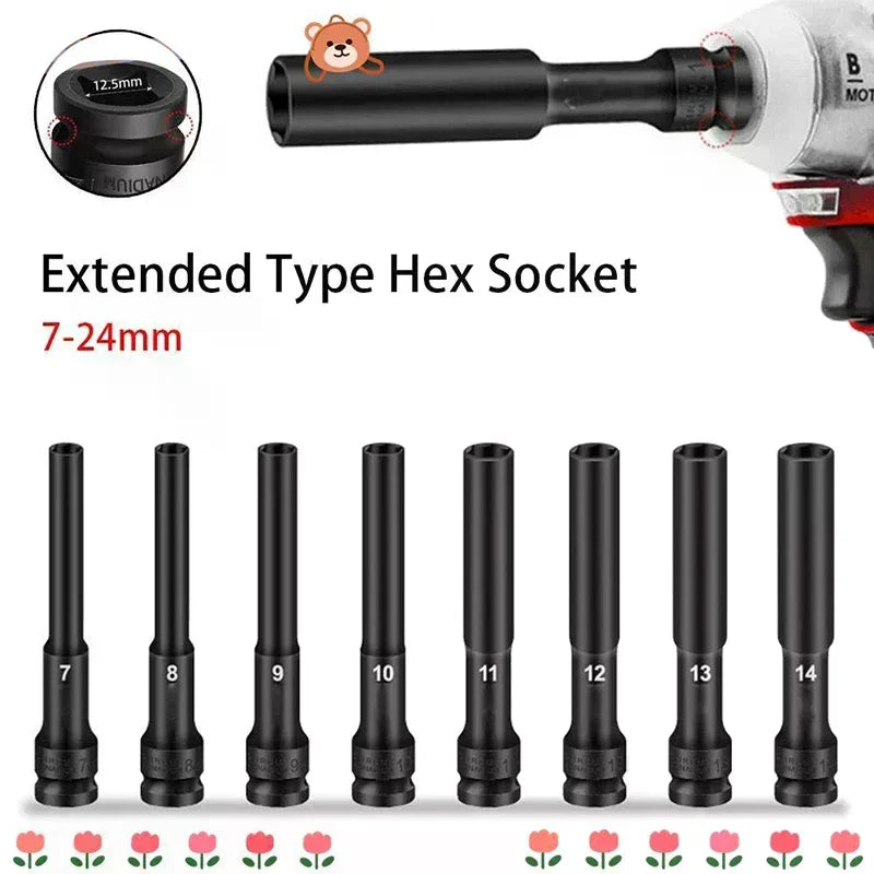 1/2" Drive Hex Socket Wrench Set 8-19mm | Chrome-Vanadium Hex Socket Wrench Peaceful Pleasures Health and Wellness