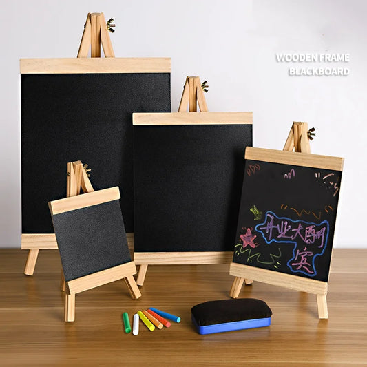 Bview Art Wooden Drawing Easel Chalkboard Stand Double-sided Board Peaceful Pleasures Health and Wellness