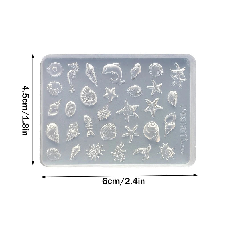 1pcs Sea Shell Starfish Goldfish Koi Fish 3D Acrylic Nail Mold Summer Sea Jellyfish DIY Lace Bow Silicone Mold Nail Art Mold Peaceful Pleasures Health and Wellness
