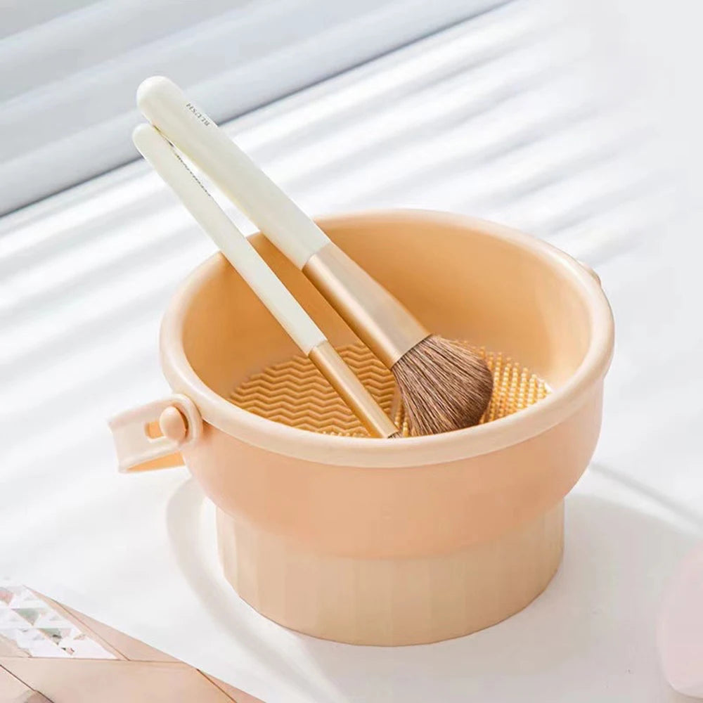 Makeup Brush Cleaning Bowl Beauty Egg Cleaning Tool Storage Set Brush Powder Puff Dry Cleaning Silicone Drying Shelf Peaceful Pleasures Health and Wellness