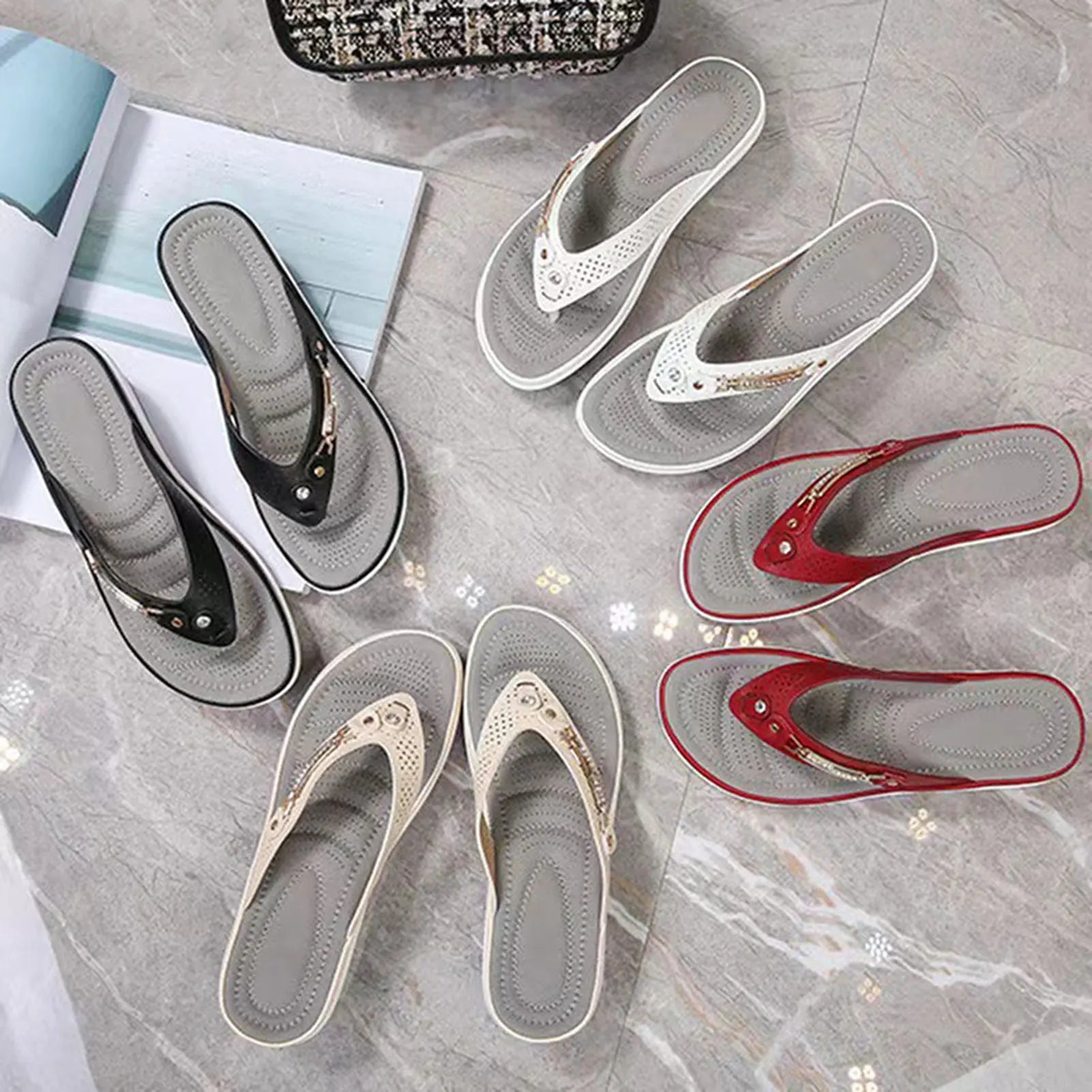2024 Women's Slippers New Fashion Slides Non-Slip Shoes Beach Sandals Women Outside Leisure Flip Flops Wear Open Toe Peaceful Pleasures Health and Wellness