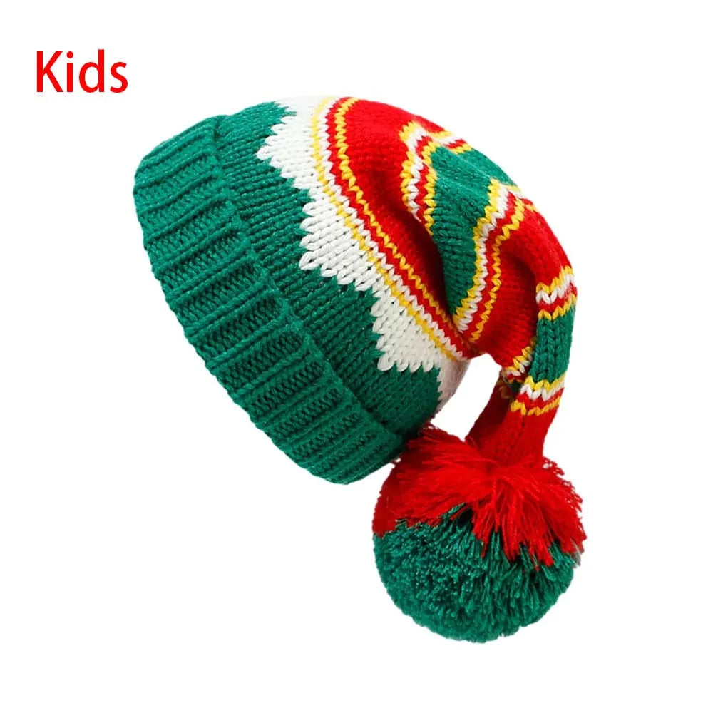 Santa Claus Hat Cute Pom Pom Parent-Child Christmas Knitted Hats Soft Beanie Xmas Decoration New Year Party 2026 Peaceful Pleasures Health and Wellness One Size Kids
