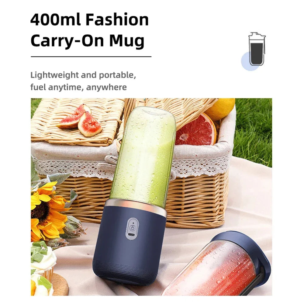 FLAREMORE Portable Blender – USB-C, 6 Blades, 2 Travel Cups