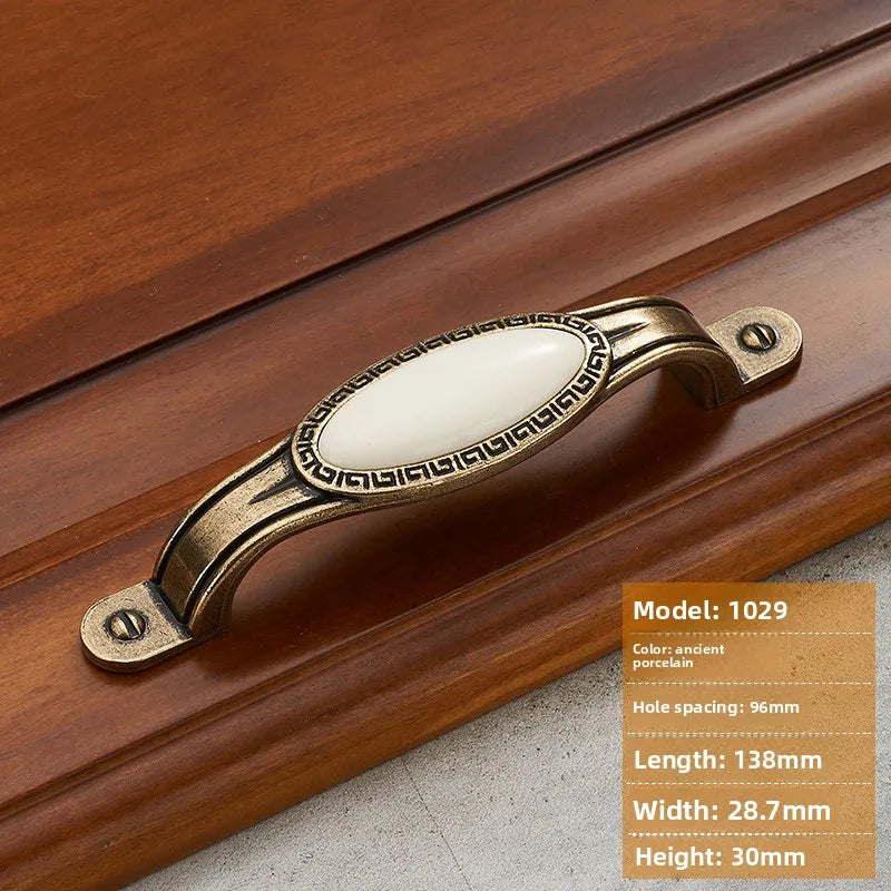 Antique Bronze Morning Glory Cabinet Knobs | Ceramic & Zinc Alloy