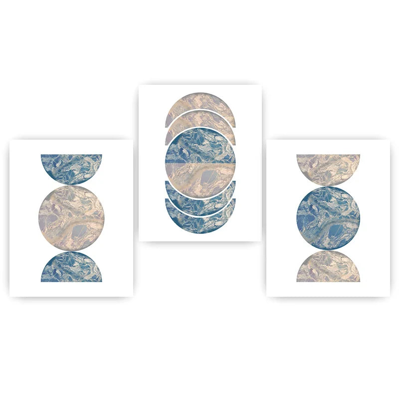 Abstract Wall Art Blue Beige Geometric Half Circle Canvas Painting Nordic Style Poster Prints for Bedroom Living Room Wall Decor Peaceful Pleasures Health and Wellness 01 50x70cm NoFrame China Mainland