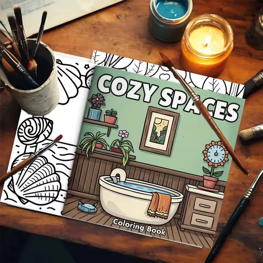 COZY SPACES Bold-easy Patterns Coloring Book Adults Cute Drawing Peaceful Pleasures Health and Wellness