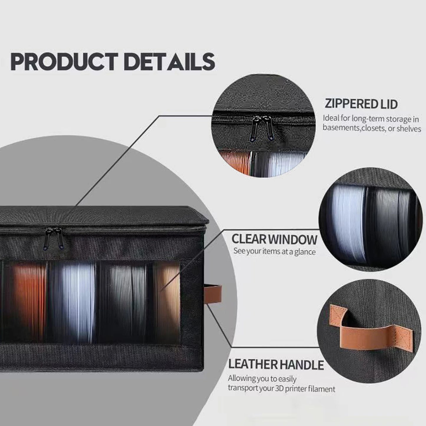 3D Printer Filament Storage Bag Clear Window Foldable Dustproof Organizer for Spools Toys CD Storage Case 42x21x20.5CM Box Peaceful Pleasures Health and Wellness