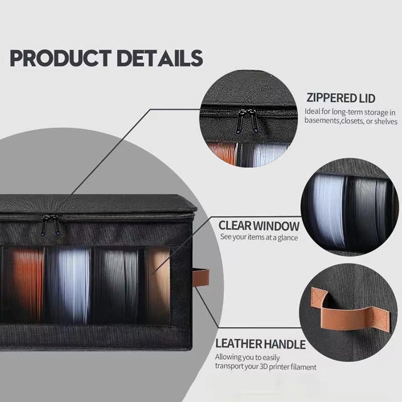 3D Printer Filament Storage Bag Clear Window Foldable Dustproof Organizer for Spools Toys CD Storage Case 42x21x20.5CM Box Peaceful Pleasures Health and Wellness