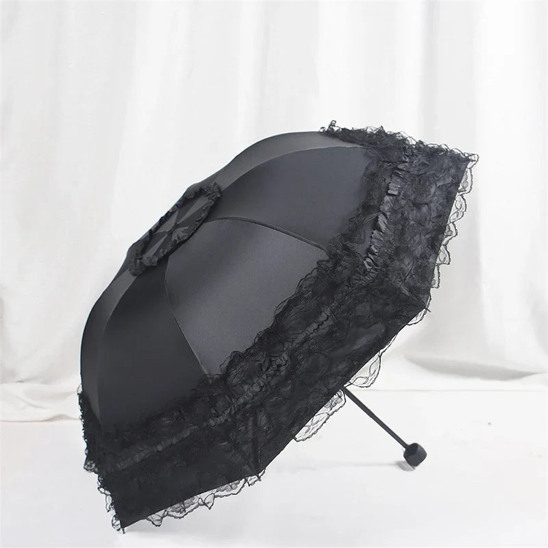 Vintage Lace Parasol – Foldable Gothic Lolita Anti-UV Umbrella
