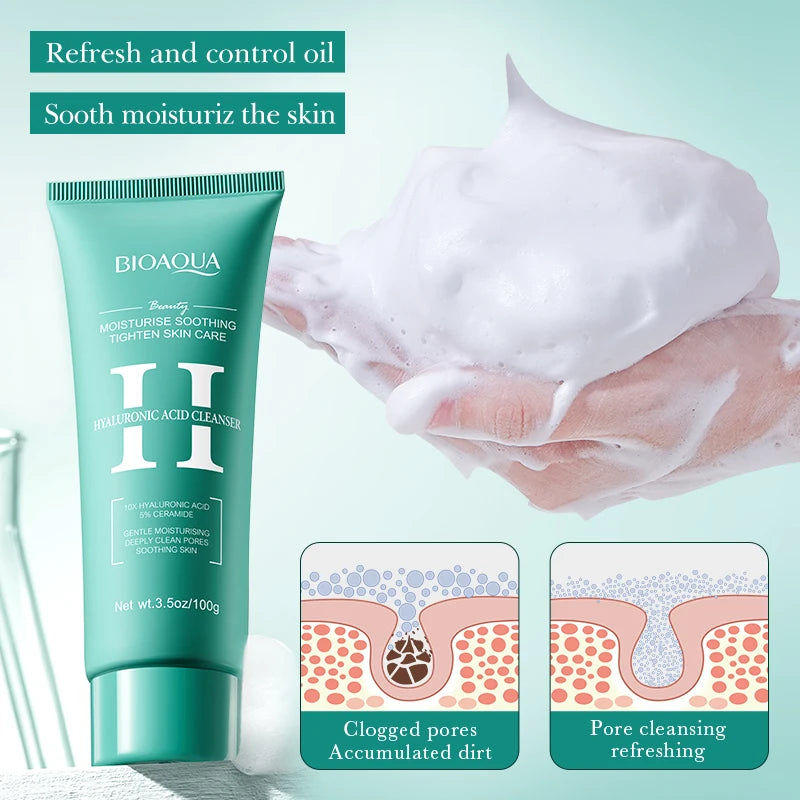 BIOAQUA Hyaluronic Acid Foaming Face Wash | Moisturizing Cleanser