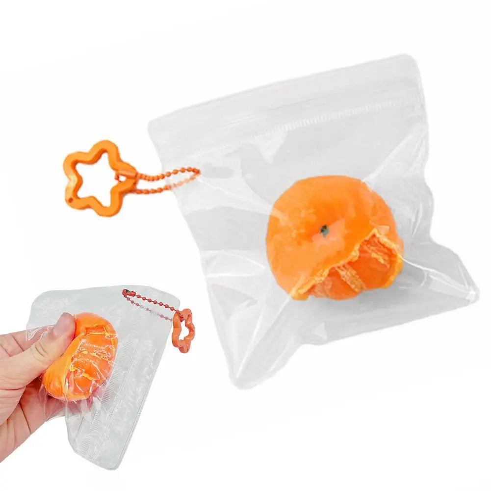 Orange Peeled Tangerine Squishy Fidget Toy with Keychain