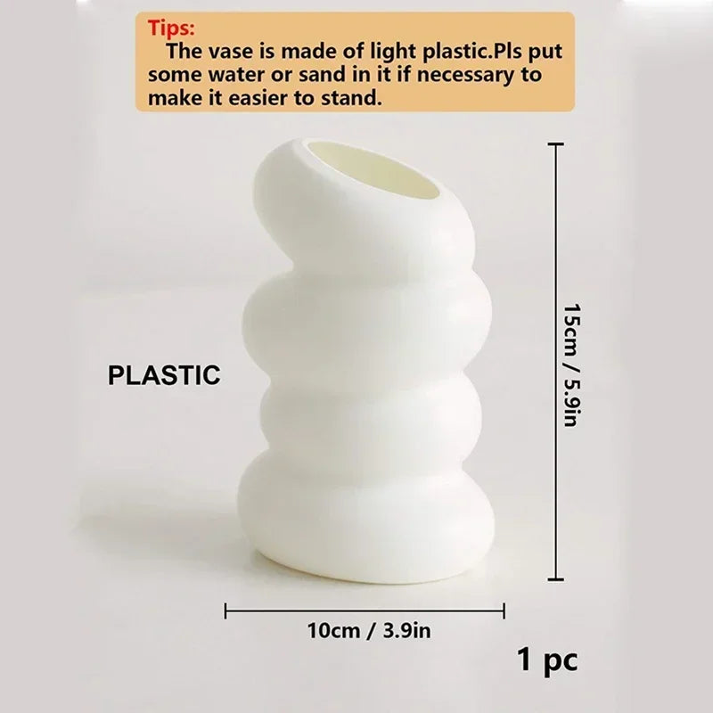 1PC Plastic Spiral White Vase Nordic Creative Flower Arrangement Container For Kitchen Living Bedroom Home Decoration Ornament Peaceful Pleasures Health and Wellness