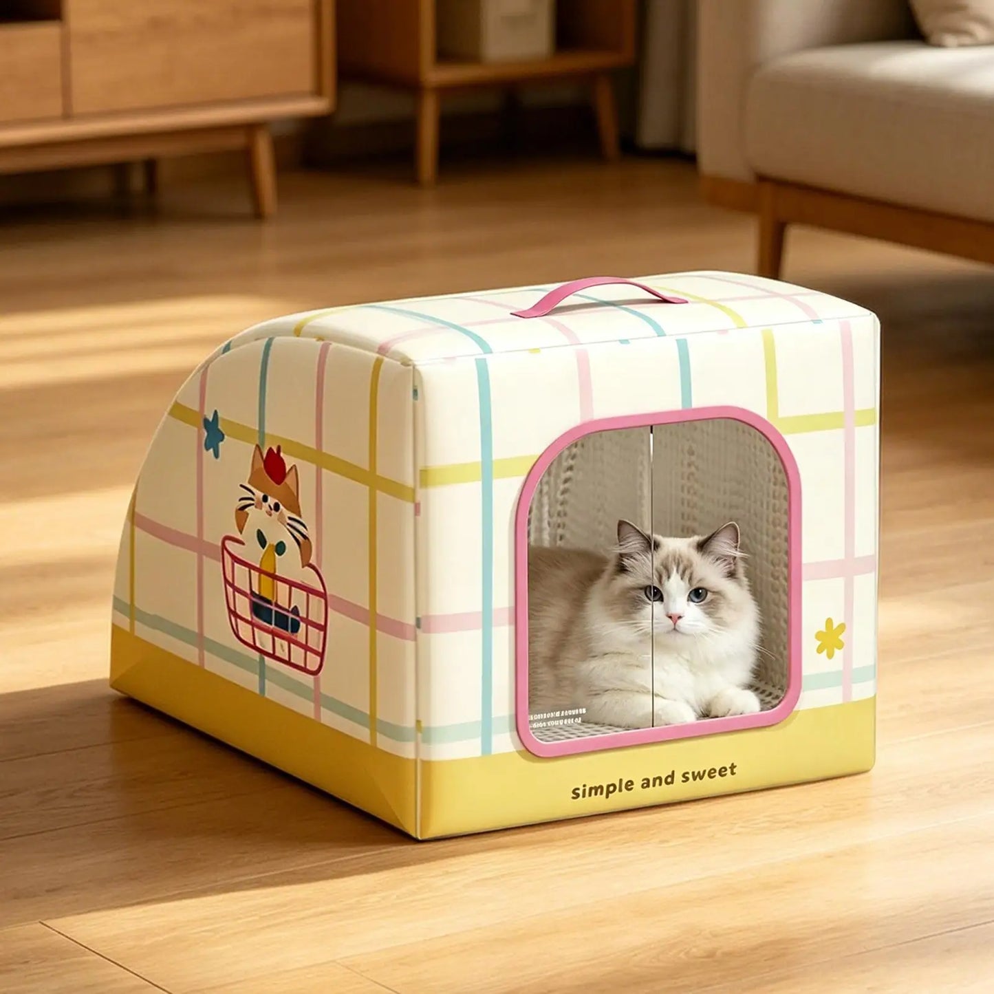 Insulated Cooling Cat House | Portable Pet Shelter with Handle