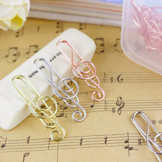 Box Music Note Shaped Paper Clips Decorative Colorful Decor Office Peaceful Pleasures Health and Wellness Silver