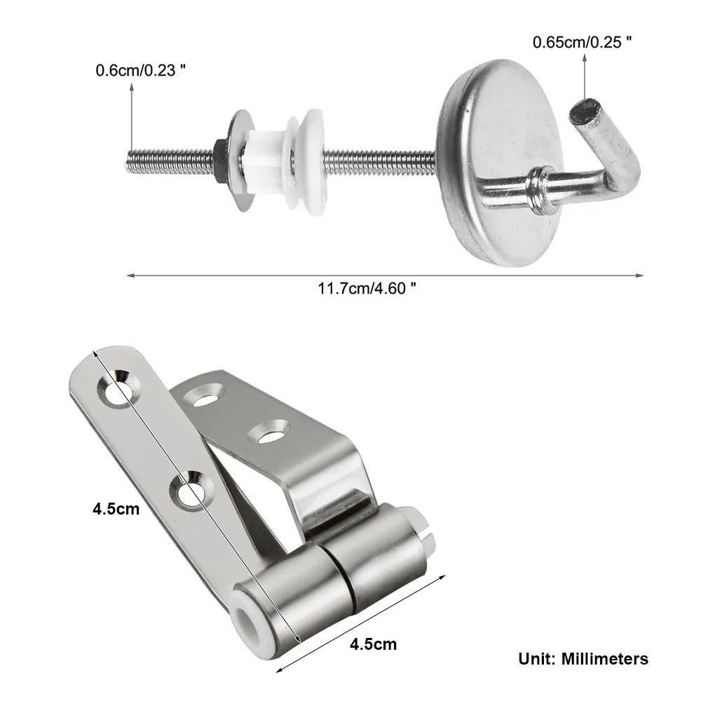 Stainless Steel Toilet Seat Hinge Soft-Close Replacement Set