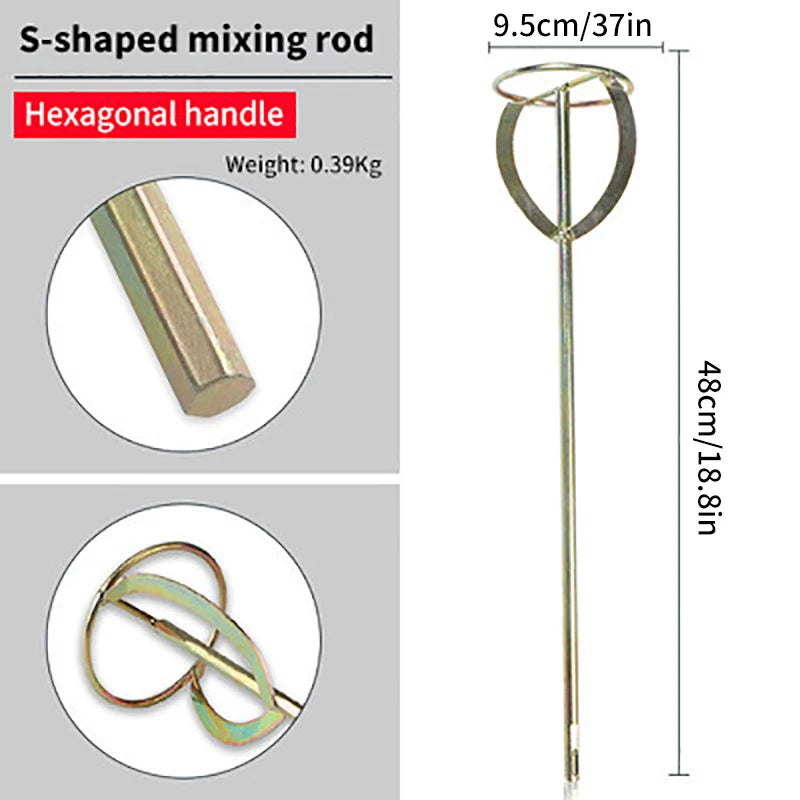 Upgraded Version Cement Mixer Stirring Tool Stainless Steel Mixing Paddle Rod Paint Putty Mixing Stick For Electric Concrete Mix Peaceful Pleasures Health and Wellness A5