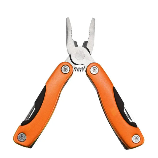 Mini Folding Multitool Pliers – Stainless Steel Keychain EDC Folding Multitool Peaceful Pleasures Health and Wellness orange