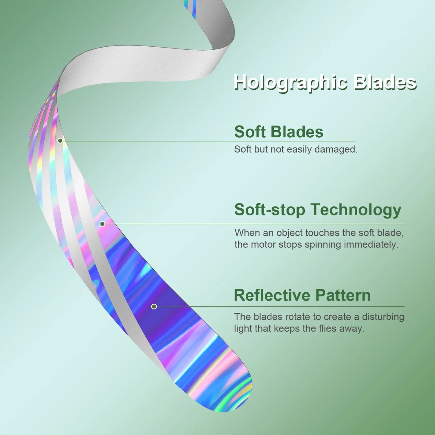 Soundless Fly Repellent Fan – Soft Blades, Hook, BBQ & Picnic
