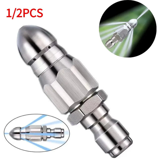 1/2pcs Sewer Jetter Nozzle Stainless Steel High Pressure Washer 1/4" Quick Connector Cleaning Sprayer Nozzle for Drain Cleaning Peaceful Pleasures Health and Wellness