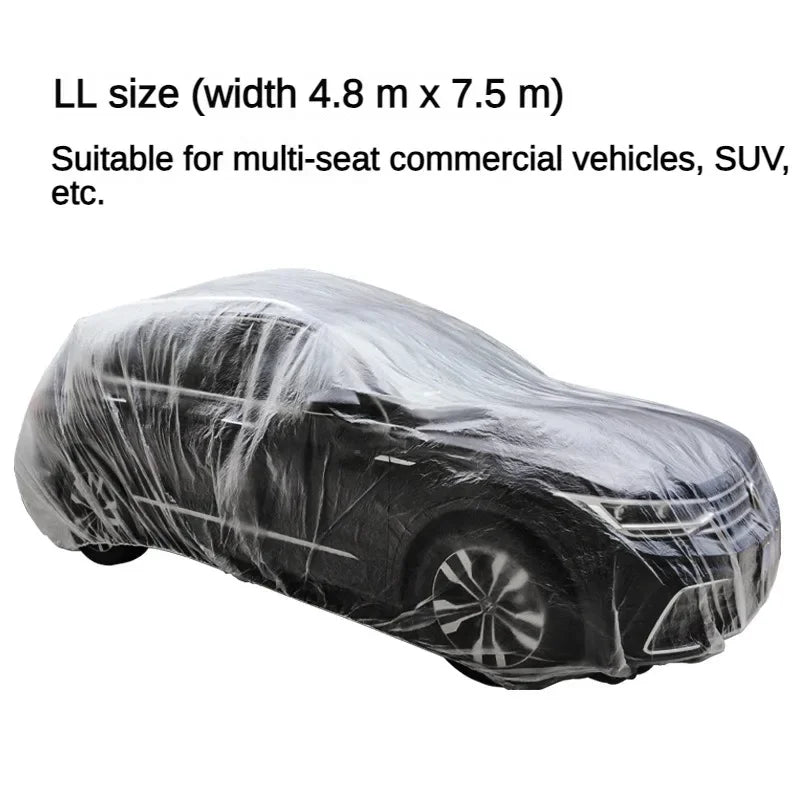 Disposable Transparent PE Car Cover – Rain & Dust Protection
