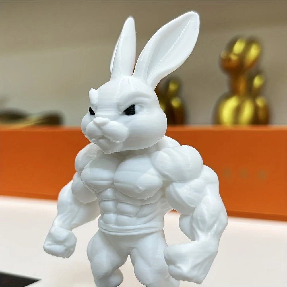 1 Piece White Muscle Rabbit Figurine Home Decor Item for Desktop, Entryway, Study, or Tv Cabinet, Also Suitable as a Gift for Friends or Loved Ones Peaceful Pleasures Health and Wellness