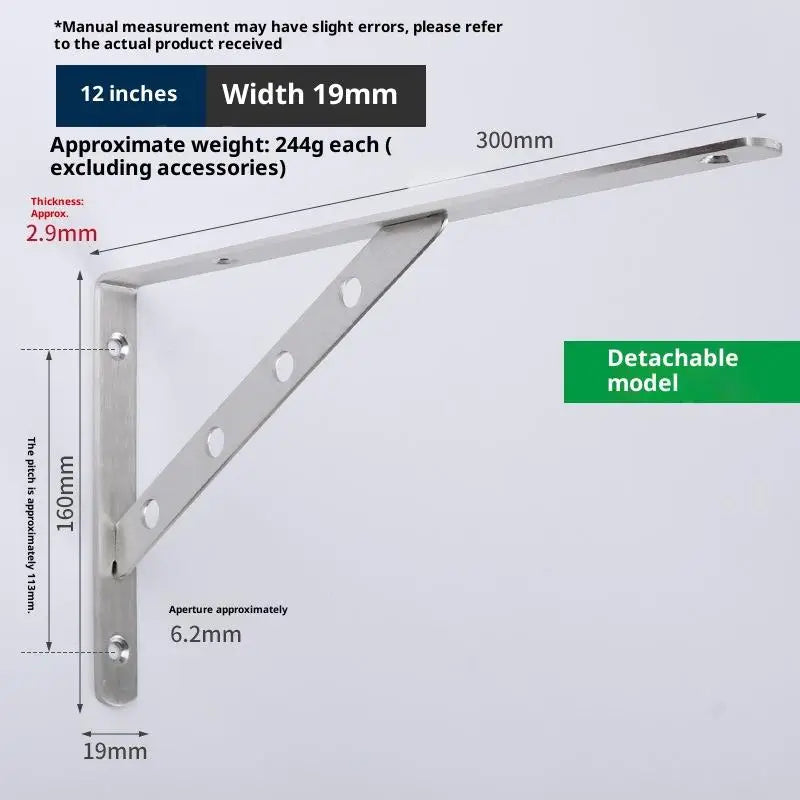 2Pcs Angle Bracket Heavy Duty For Wall Angle Bracket Stainless Steel L Type Bracket Peaceful Pleasures Health and Wellness 1pc 2xDetachable 12in