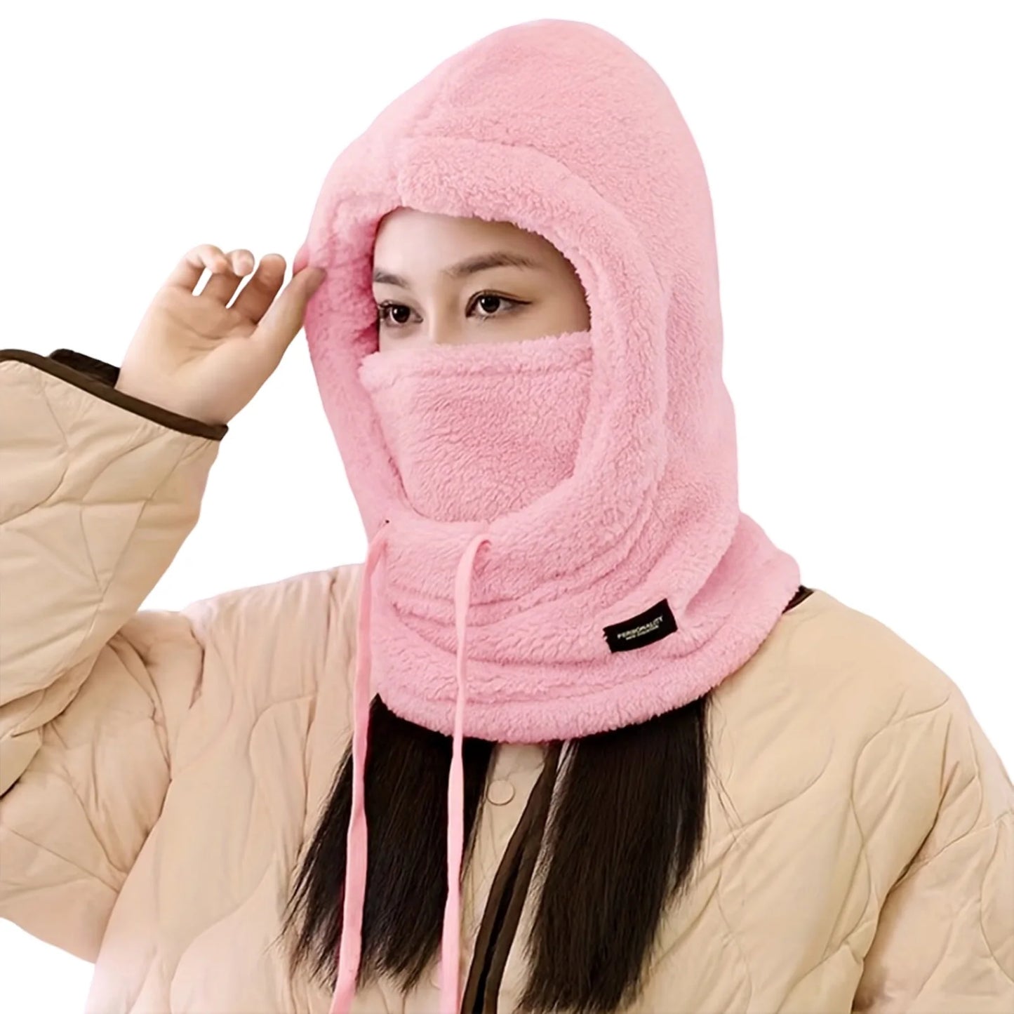 Windproof Ski Hooded Neck Warmer Windproof Outdoor Cold Weather Neck Warmer for Cycling Enthusiasts Gifts Peaceful Pleasures Health and Wellness Pink