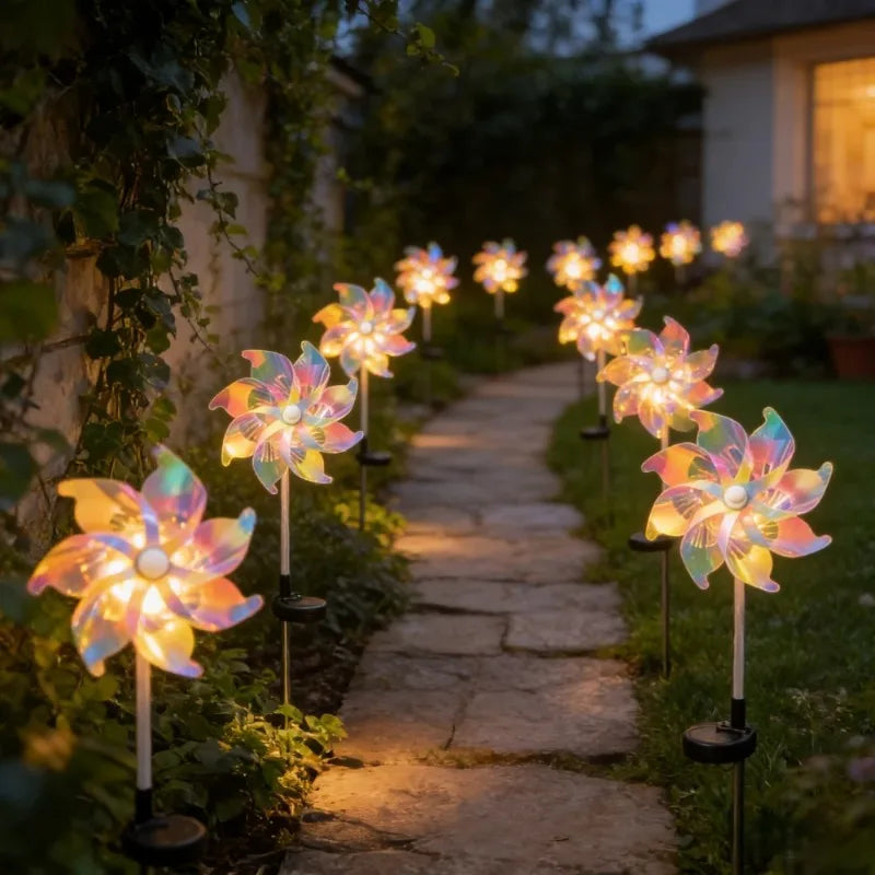 LED Solar Windmill Garden Lights – IP65 Waterproof Lawn Decor