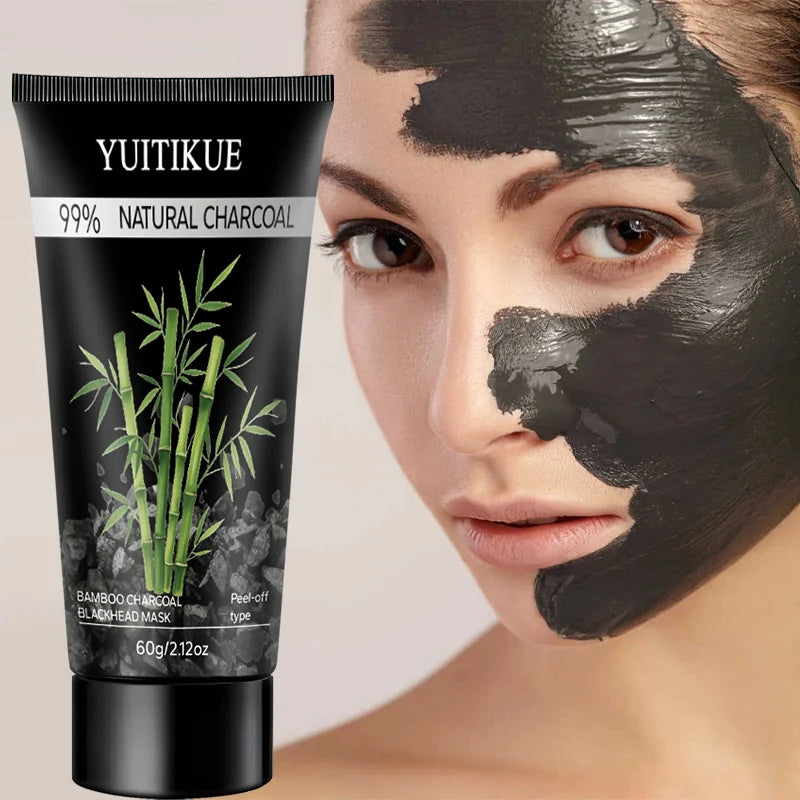 YUITIKUE Bamboo Charcoal Blackhead Mask 60g 99% Natural Charcoal Peel-off Mask for Deep Cleansing Peaceful Pleasures Health and Wellness
