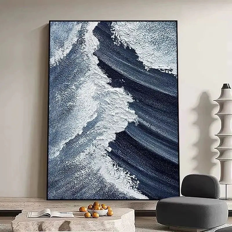 Pure Handmade Oil Painting, Starry Sea, Black and White Texture, Living Room Decoration, Corridor, Sofa Background Decoration Peaceful Pleasures Health and Wellness