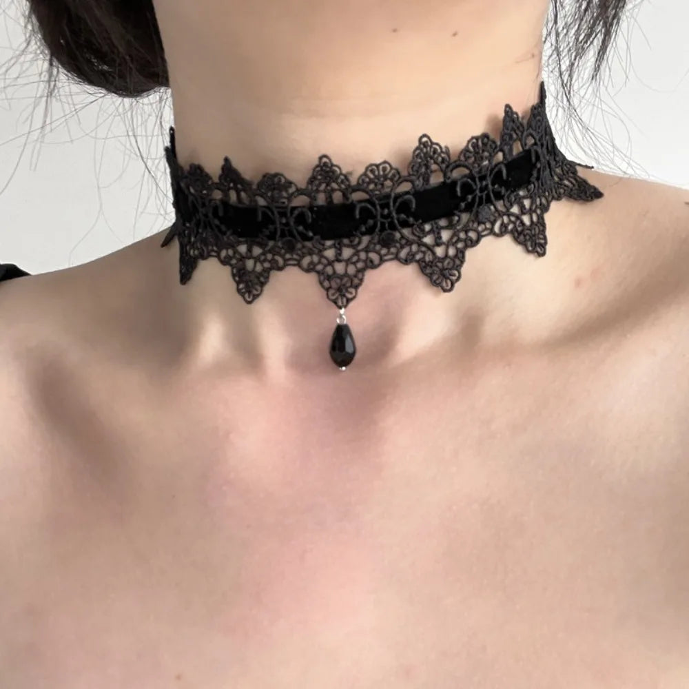 Elegant Black Lace Bowkot Choker Necklace Gothic Collar Necklace Vintage Choker Short Chain Necklace Fashion Jewelry Peaceful Pleasures Health and Wellness