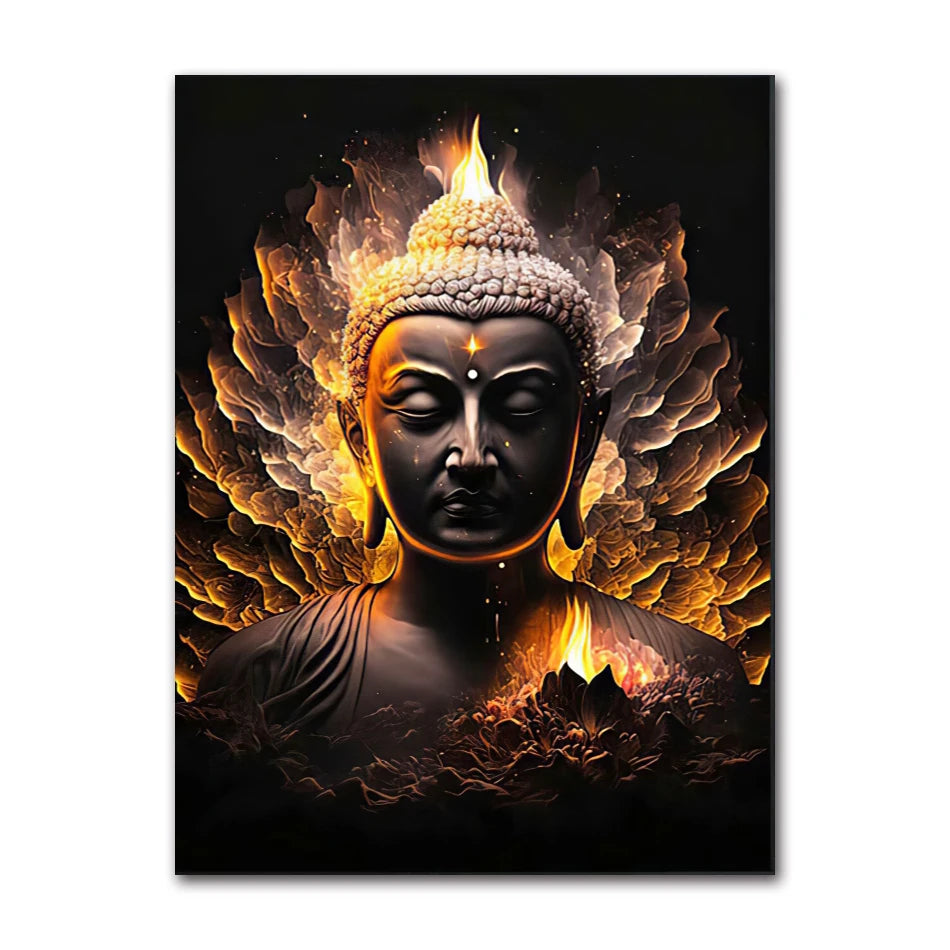 HD Buddha Canvas Wall Art | Zen Statue Print for Living Room